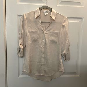 Express Slim Cream Button Down